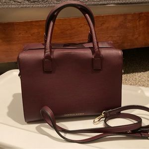 Maroon Saffiano Satchel w/ Detachable Shoulder Strap